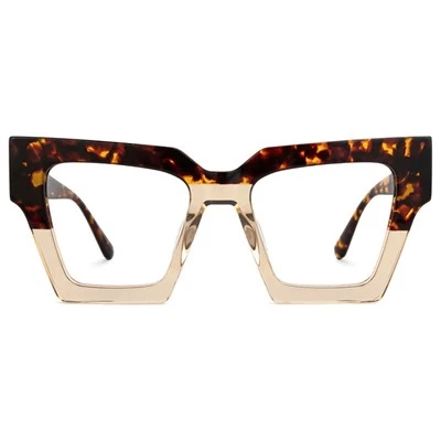 Color Blocking Acetate Frame Glasses