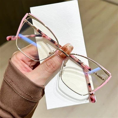 Computer Cat Eye Metal Frame Glasses