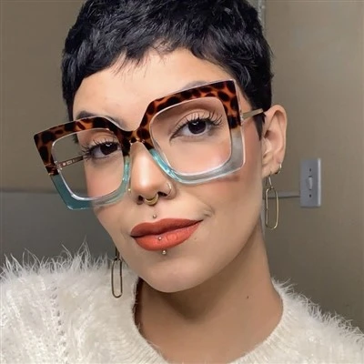 Oversized Square Blue Blocking Glasses